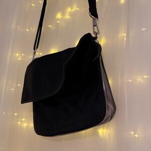 Sleek Black Leather Crossbody Bag